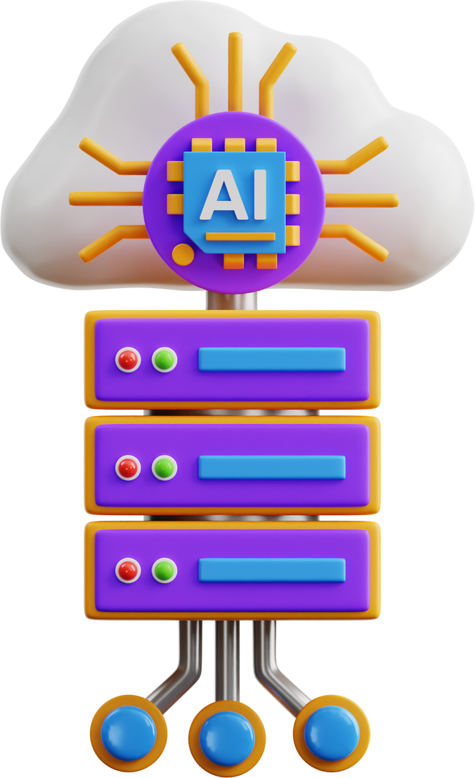 3D Artificial Intelligence Cloud Server Illustration