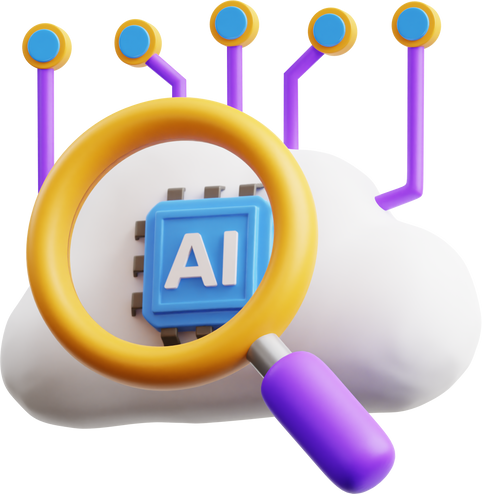 3D Artificial Intelligence Cloud Search Illustration