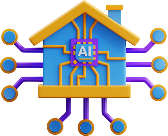 3D Artificial Intelligence House Illustration