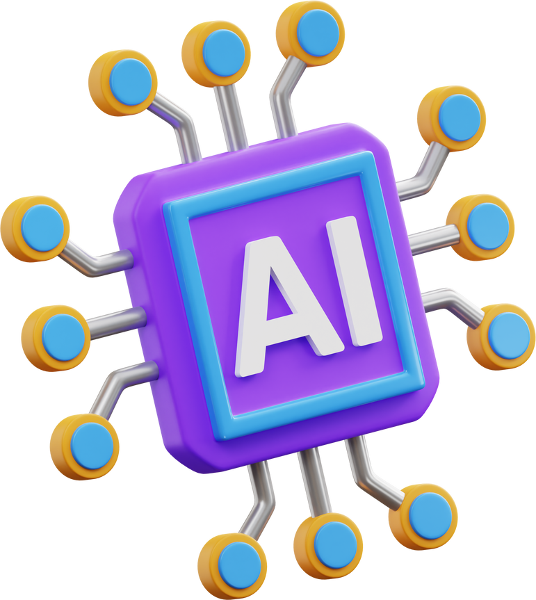 3D Artificial Intelligence Chip Illustration